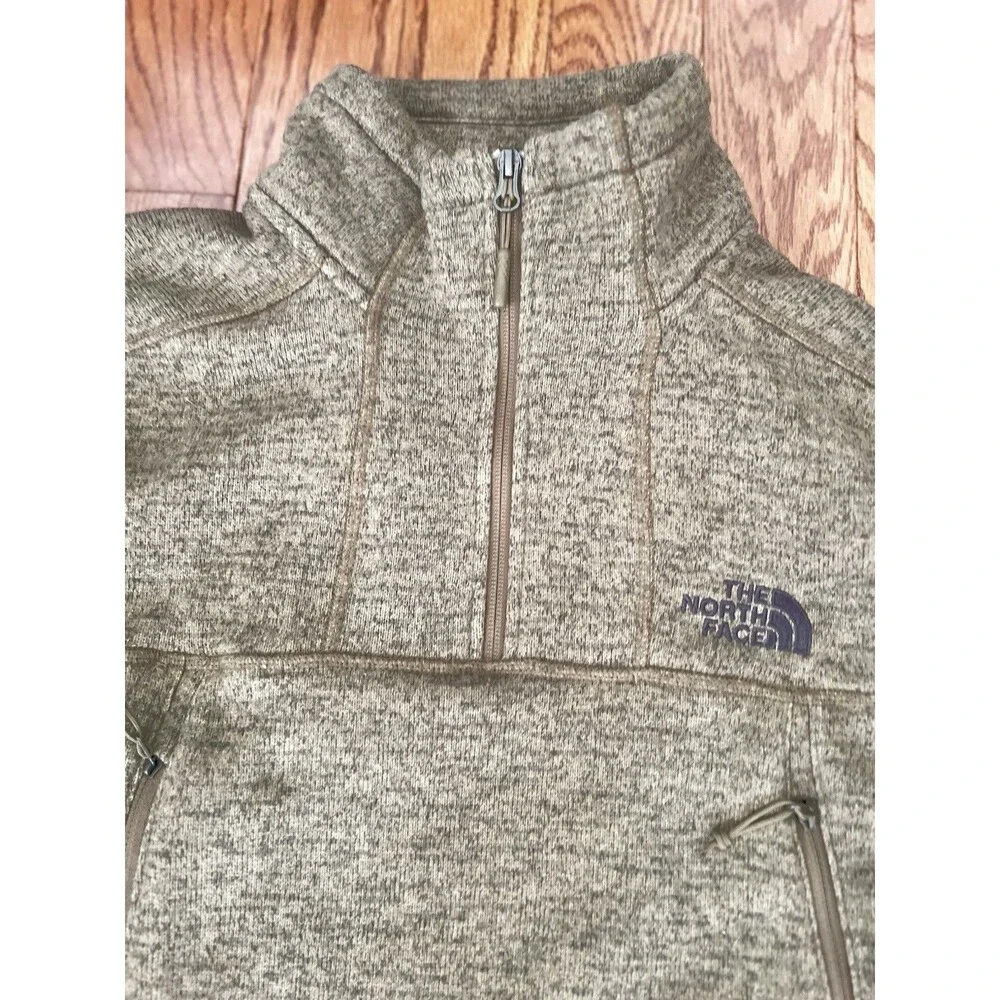 The North Face Mens M Heather Gray 1/4 Zip Fleece Pullover Mock Neck Sweatshirt